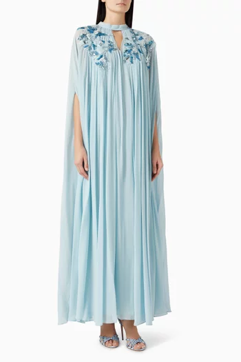 Pleated Cape Dres in Georgette