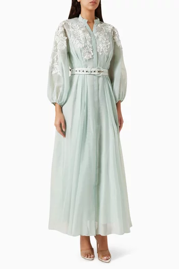 Eric Belted Dress in Organza