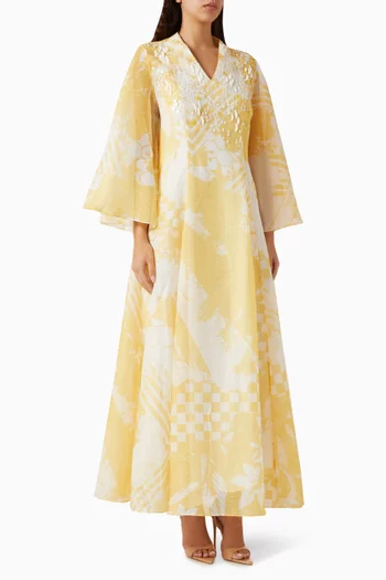 Drew Embellished V-neck Dress in Organza