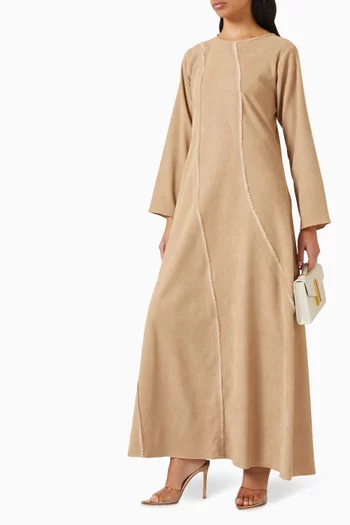 Fringed Maxi Dress in Cotton-denim