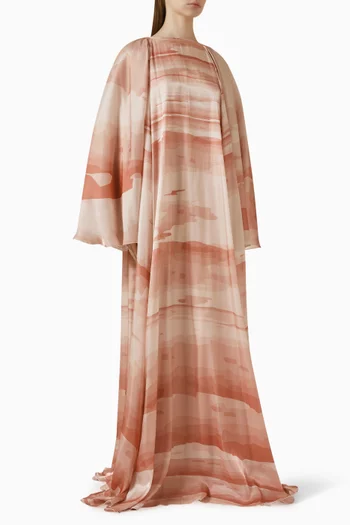 Printed Oversized-sleeves Kaftan