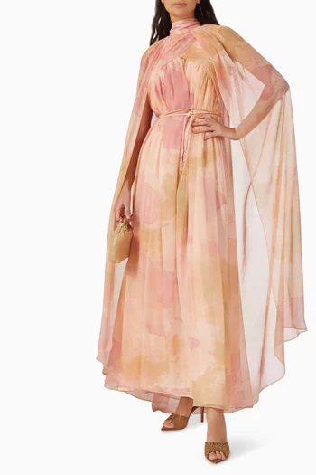 Belted Cape Kaftan in Chiffon