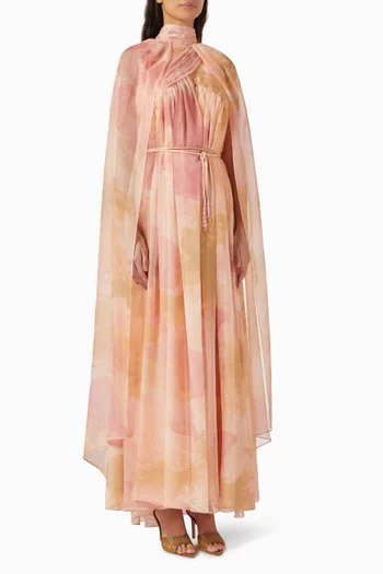 Belted Cape Kaftan in Chiffon