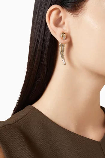 Pavé Logo Spike Earrings in 18kt Gold-plated Brass