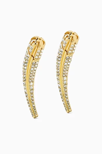 Pavé Logo Spike Earrings in 18kt Gold-plated Brass