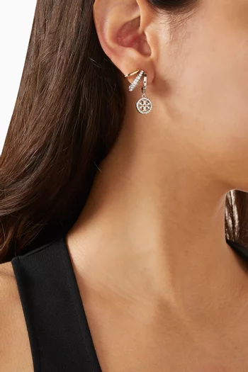 أقراط دائرية ميلر بثلاث حلقات مرصعة بكريستال بافيه نحاس مطلي