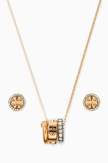 طقم قلادة وأقراط ميلر مرصع بأحجار بافيه