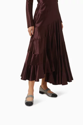 حذاء باليرينا ماري جين بمقدمة مغطاة مرصع بكريستال