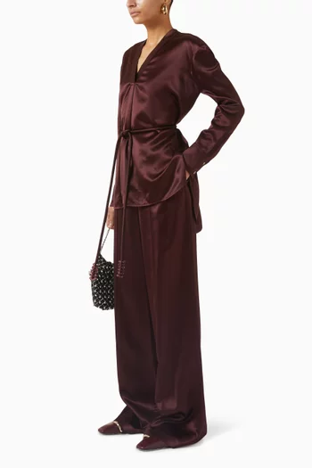 بلوزة بحافة غير متماثلة وحزام فيسكوز