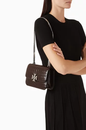 Small Eleanor Shoulder Bag in Croc-embossed Leather