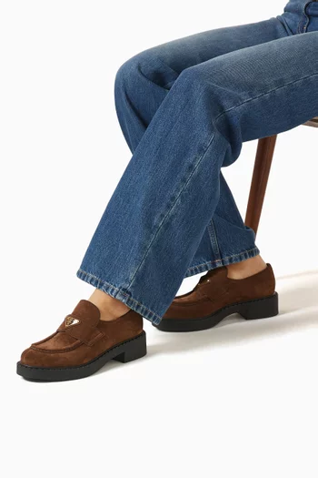 Triangle Logo Loafers in Suede