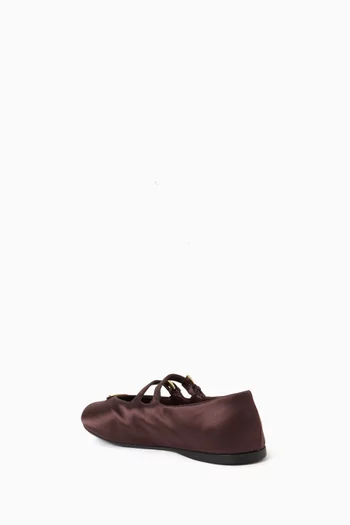 Triangle Logo Ballet Flats in Satin