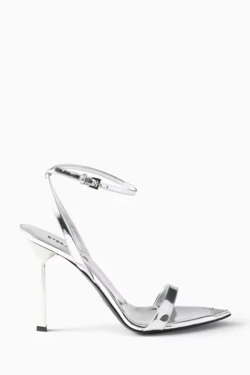 Triangle Logo 100 Sandals in Metallic Leather