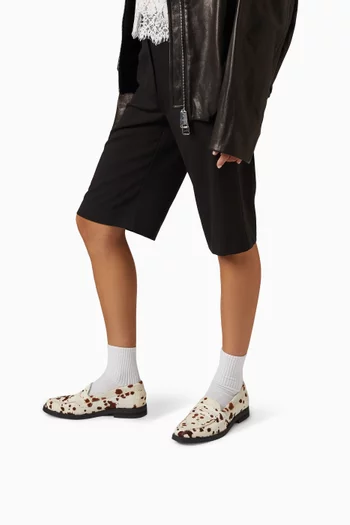 Wilde Penny Loafers in Cow-printed Pony Hair