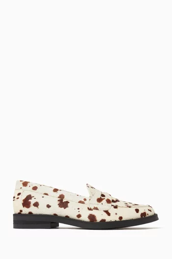 Wilde Penny Loafers in Cow-printed Pony Hair