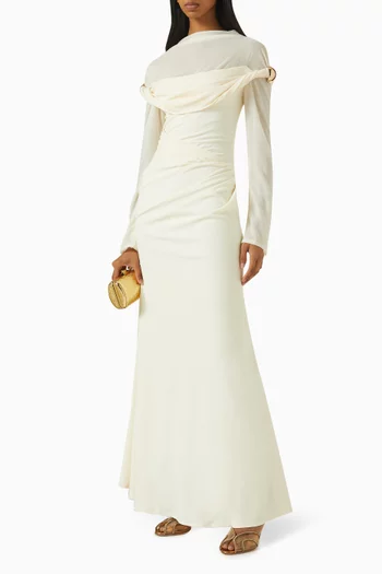 High-neck Drape Dress