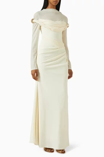High-neck Drape Dress