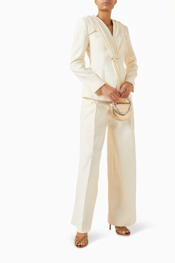 Asymmetric Pleated Buckle Blazer