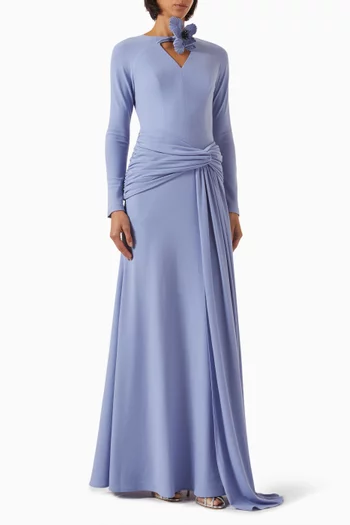 Floral-embellished Drape Dress