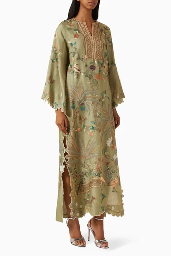Floral-embroidered Kaftan
