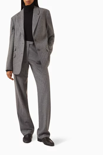 بنطال بقصة ساق مستقيمة مزيج صوف