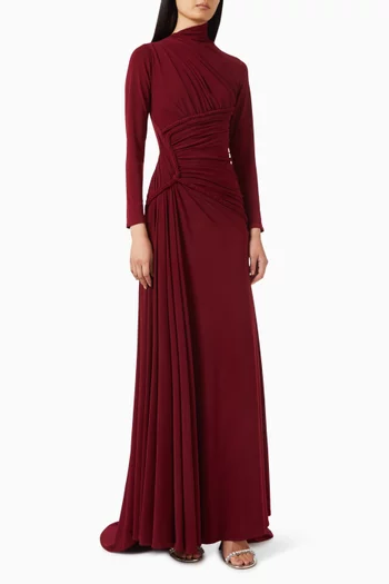 Olivia Draped Maxi Dress in Jersey