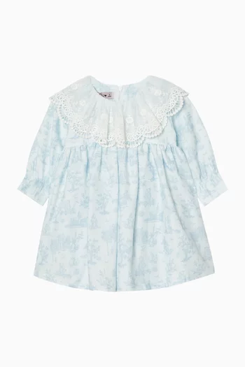 Printed Lace-trim Dress
