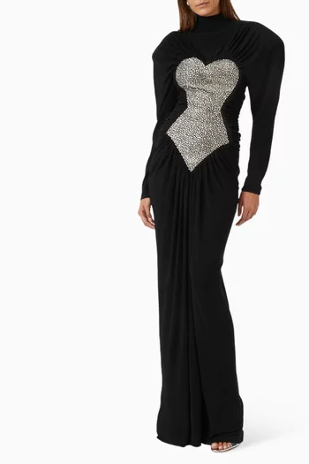 Crystal-embellished Gown in Crepe Jersey