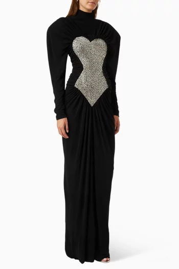 Crystal-embellished Gown in Crepe Jersey