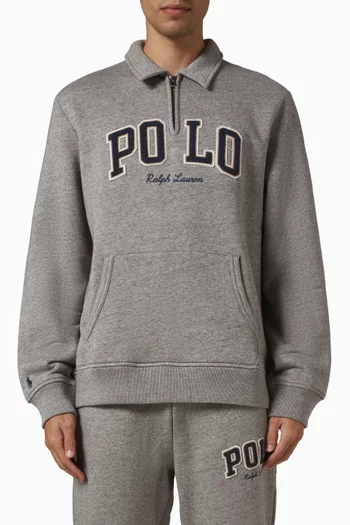 Logo Polo Sweatshirt in Fleece
