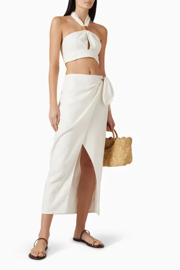 Luna Midi Skirt in Linen-blend