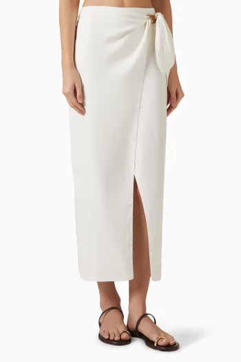 Luna Midi Skirt in Linen-blend