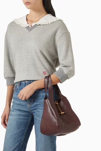 حقيبة بالون صغيرة جلد جاموس بملمس بارز