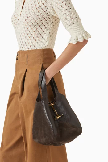 حقيبة بالون صغيرة جلد جاموس بملمس بارز