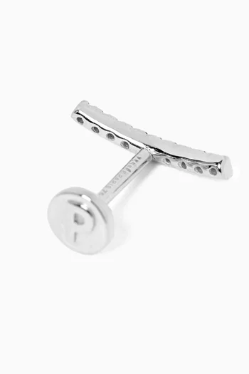 Curve Bar Diamond Single Earring in 18kt White Gold
