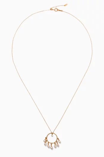 Aphrodite Diamond & Pearl Necklace in 18kt Yellow Gold