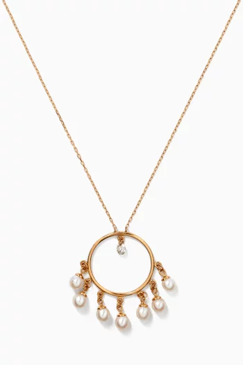 Aphrodite Diamond & Pearl Necklace in 18kt Yellow Gold