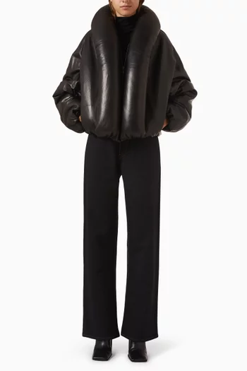 جاكيت بومبر مبطّن جلد ماعز