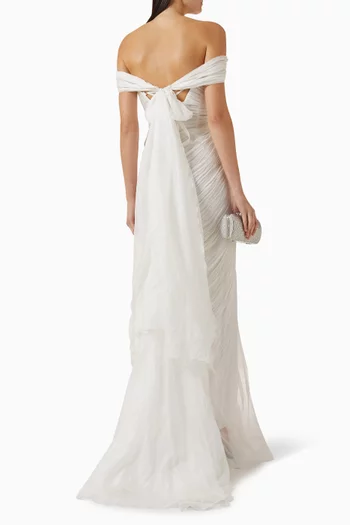 Cassiopeia Off-shoulder Gown in Silk Mousseline