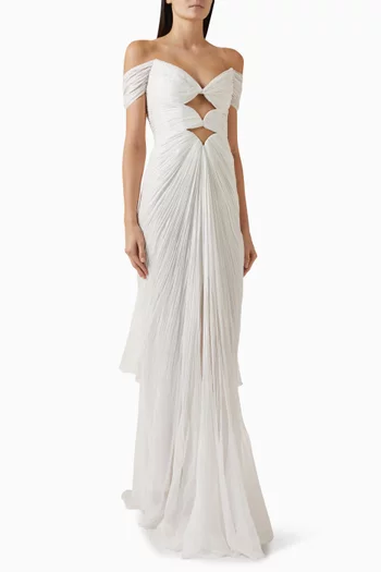 Cassiopeia Off-shoulder Gown in Silk Mousseline