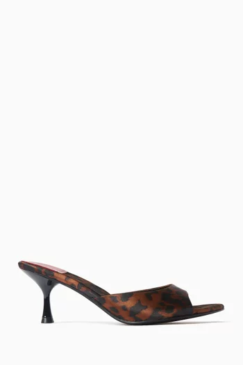 Spy Kid 60 Mules in Leopard-printed Satin