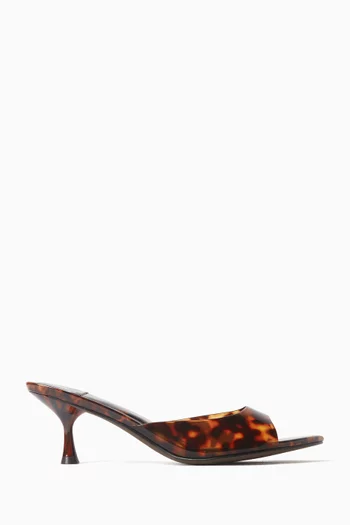 Spy Kid 60 Mules in Leopard-printed Satin