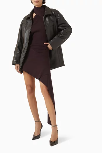 جاكيت بومبر بتصميم فضفاض جلد