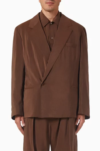 Soft Double-breasted Jacket in Dry Silk