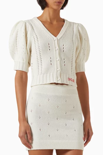 Puff-sleeve Cardigan in Knit