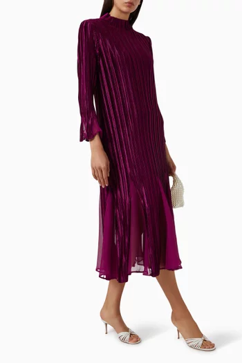 Briana Pleated Dress in Velvet
