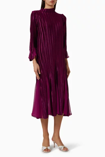 Briana Pleated Dress in Velvet