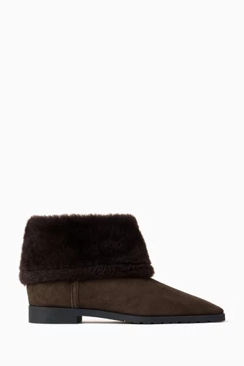 Fold-down Shearling Boots in Suede