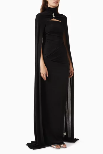 Pansy Cape Dress in Cotton Blend
