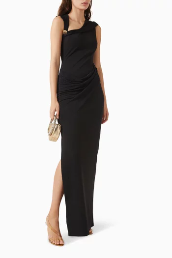 Elderberry Draped Dress in Cotton Blend